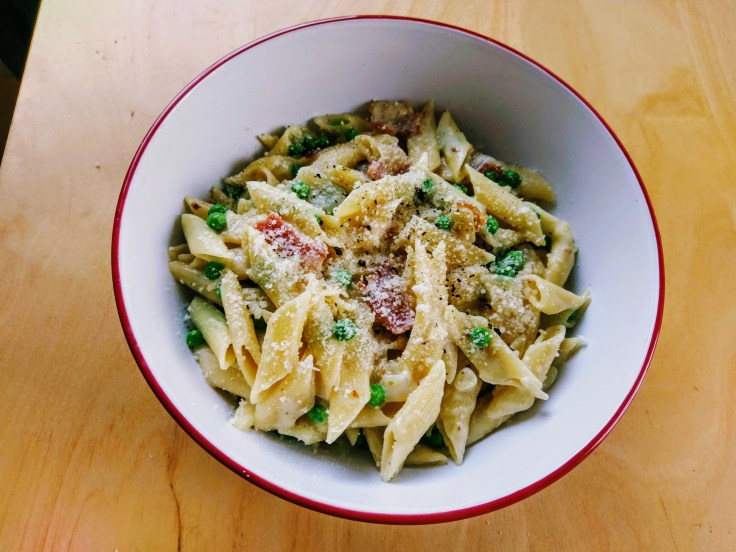 penne-pasta-bacon-peas-1